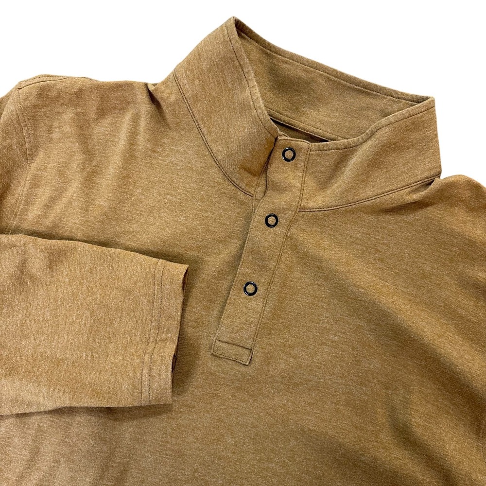 L.L.BEAN‎ Henley Shirt Mens XL Regular Brown Pima Cotton Coolmax Stretch